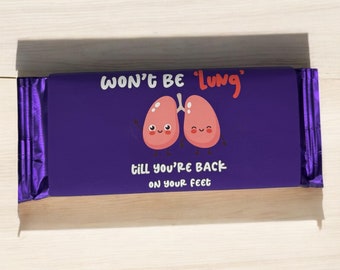 Personalised Chocolate Bar Lung Card Lung transplant Emphysema And Bronchitis Get Well Soon Lung Cancer Get well soon chocolate treat