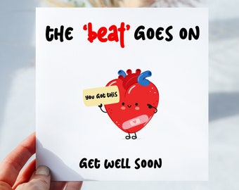 Get Well Soon Heart Surgery Card – Support Card After Cardiac Surgery – Personalised Heartfelt Healing Greeting -The beat goes on transplant