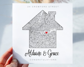 Personalised New Home Map Card, Happy Housewarming Card, Custom Map Greeting, Moving Home Gift, New Home Congratulations, First Home Card