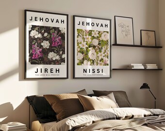 Jehovah Christian Wall Art Bible Verse Jesus Christian Gifts Bible Verse Wall Art Christian Art Floral Print Religious Home Print