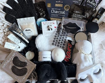Black Theme Personalised Pamper Hamper – Spa Gift – Hug in A Box - Self-Care Hamper Box - Hamper basket gift Women pamper gift - Spa kit