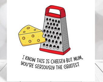 Funny Mother’s Day Card for Mum | Cheesy Grate-est Mum Card | Food Pun Mum Card | Mother’s Day UK