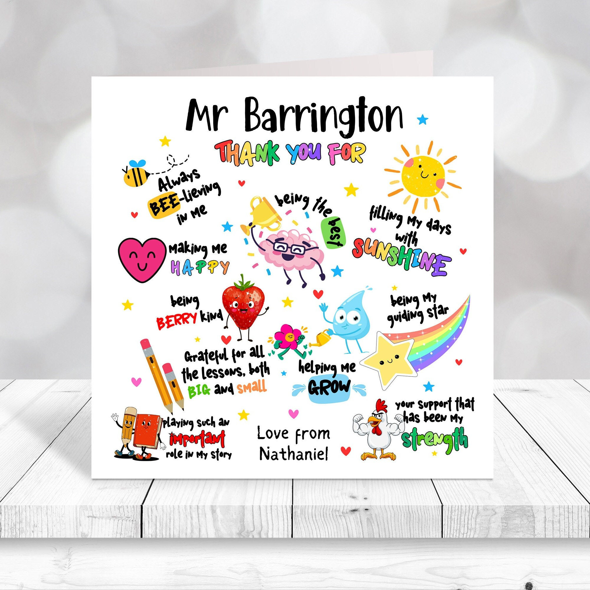 Personalised Teacher Thank You Card | End of Term Card | Custom Name ...