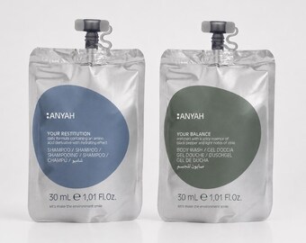 Eco Friendly, Anyah Shampoo & Body Wash, Luxury Travel Toiletries Spa Pamper,  Pamper Hamper Gift, Perfect travel gift
