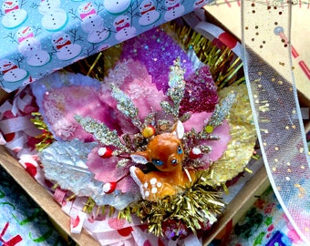 Christmas Corsages..Baby Deer..Christmas Gifts..Sweet Gifts .. Handmade and Ooak.. Kawaii.. Christmas presents.. Super Cute