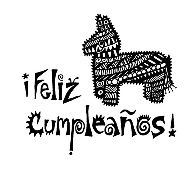 Feliz Cumpleanos Spanish Happy Birthday card Pinata Single Note Card Blank Inside image 1