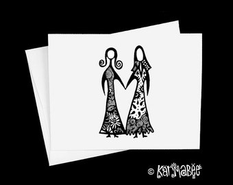 Gay Wedding Card Female Wedding Single Notecard Blank Inside