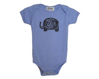 Blue elephant baby cotton onepiece bodysuit