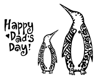 Happy Fathers Day Penguin card Dad Blank Inside