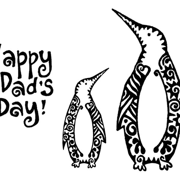 Happy Fathers Day Penguin card Dad Blank Inside