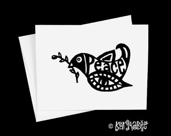 Peace Dove Card Single Notecard Blank Inside