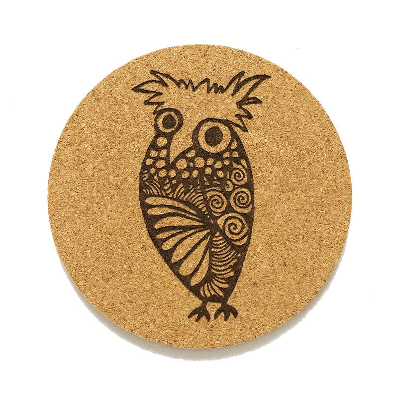 Cork Coasters 4 Choose Design Coaster With Laser Burned Etsy