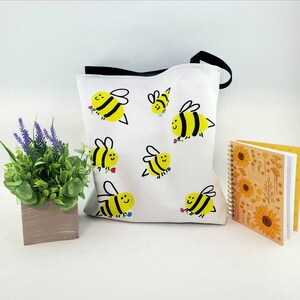Cute bumblebee and flower tote bag | The Bees&#39; Knees Tote | Cute Gift | Reusable bag | Bumble bee design