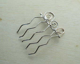 Bold  Mix Metal Hair Comb or Fork with Abstract Design