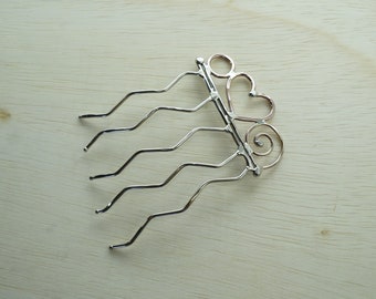 Bold  Mix Metal Hair Comb or Fork with Abstract Design