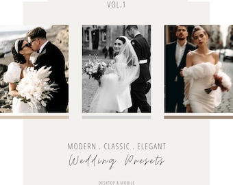 14 Professional Wedding Lightroom Presets for Mobile & Desktop - Classic, Modern, Editorial, Bright and Natural Tones for Photographers