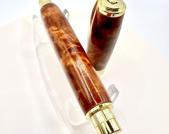 Thuya Burl Wood Fountain Pen: Magnetic Graduate with Gold Fittings