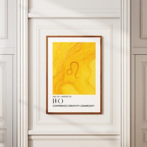 Leo Zodiac Sign Wall Art Print, Spiritual Wall Art, Modern Astrology Poster For Home Decor Or Birthday Gift Idea