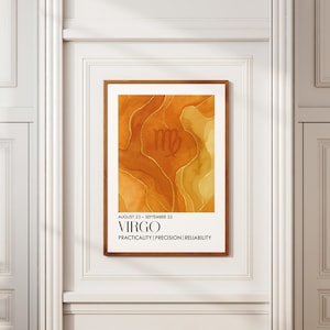 Virgo Zodiac Sign Wall Art Print, Spiritual Wall Art, Modern Astrology Poster For Home Decor Or Birthday Gift Idea