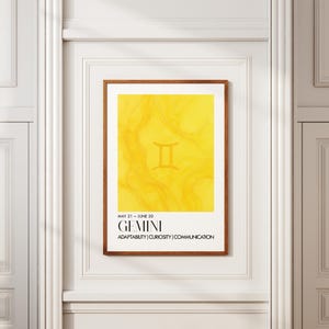 Gemini Zodiac Sign Wall Art Print, Spiritual Wall Art, Modern Astrology Poster For Home Decor Or Birthday Gift Idea