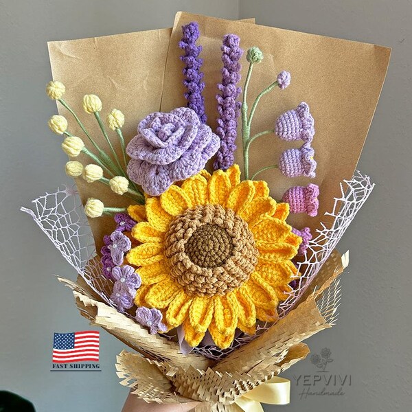 Sunflower Crochet Bouquet – Handmade Gift for Weddings & Birthdays
