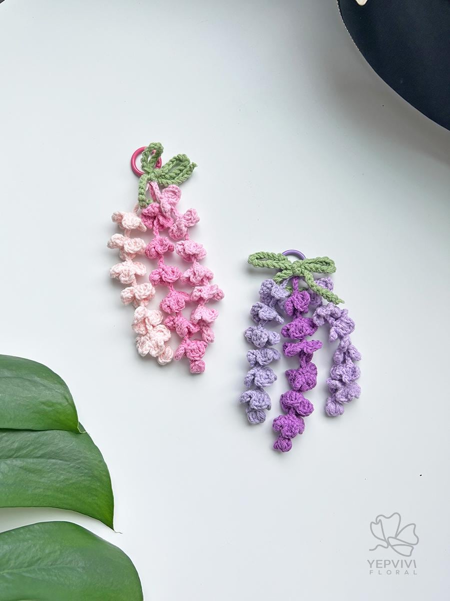 Crochet Wisteria Bag Charm – Handmade Cotton Flower Keychain - Etsy