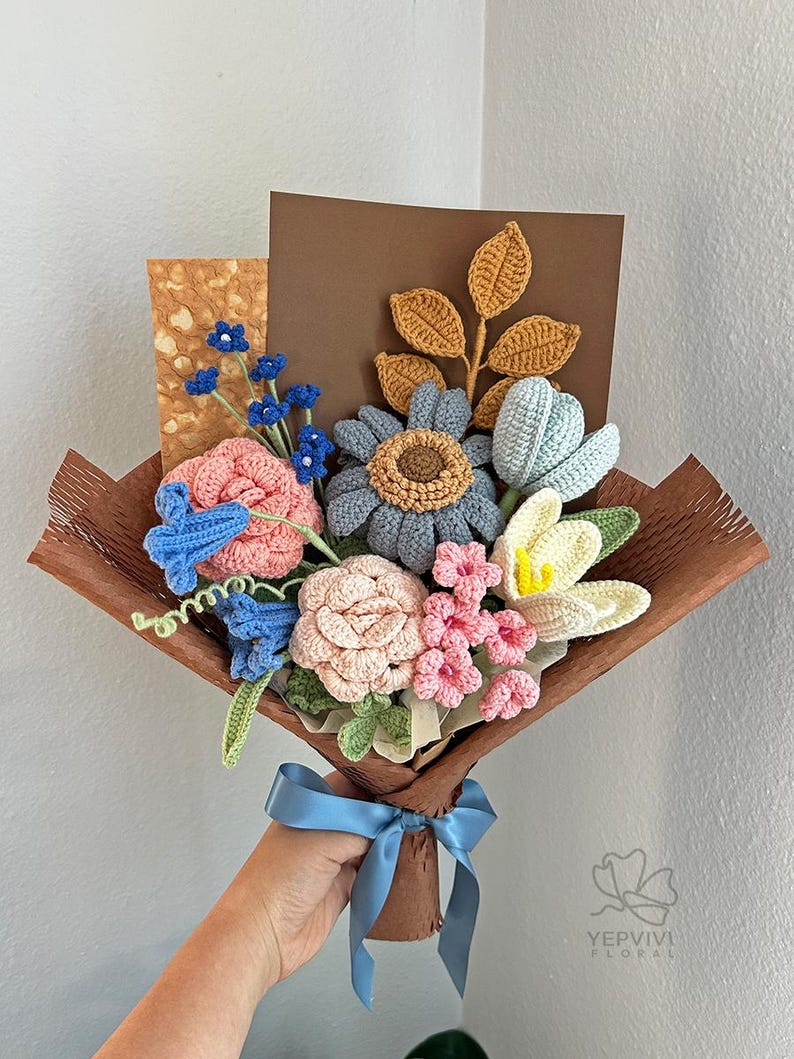 Handmade Crochet Flower Bouquet - Autumn Fall Decor - Etsy