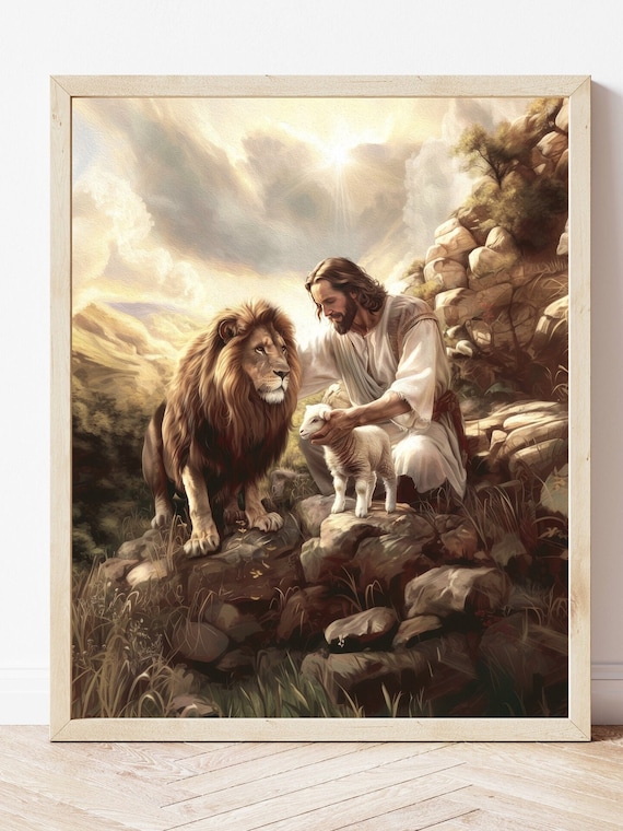 Jesus lamb And Lion Tote Bag Jesus lamb And Lion Tote Bag
