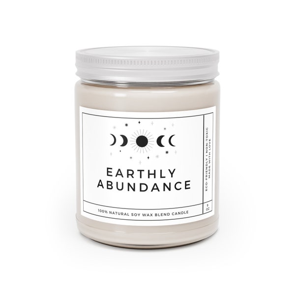 Earthly Abundance, Scented Candle, Spiritual gift for mom friend, yoga, meditation, 9oz, eco-friendly, non-toxic, soy candle, vegan