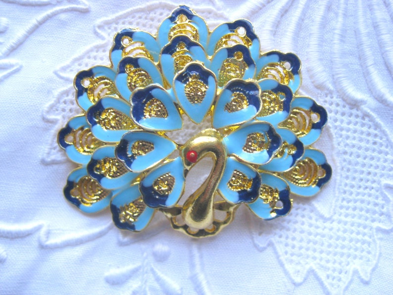 Blue Peacock Cloisonne Pendant image 1