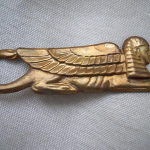 Vintage Oxidized Brass Egyptian Sphinx Stamping image 3