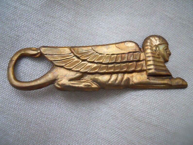 Vintage Oxidized Brass Egyptian Sphinx Stamping image 3