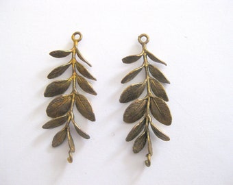 Pair Brass Leafy Branch Findings