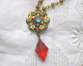 Vintage Saphiret Siam AB Swarovski Crystal Necklace