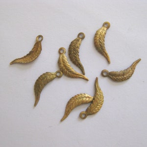 8 Tiny Vintage Brass Leaves