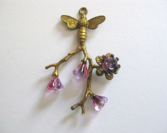 Bee Brass Branch Glass Flowers