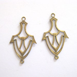 Unusual Vintage Oxidized Brass Art Deco Findings