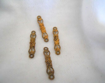 Vintage Filigree Connectors Brass Ox