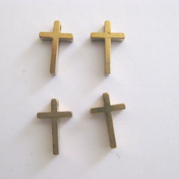 Lot Of Vintage Tiny Brass Cross Charms