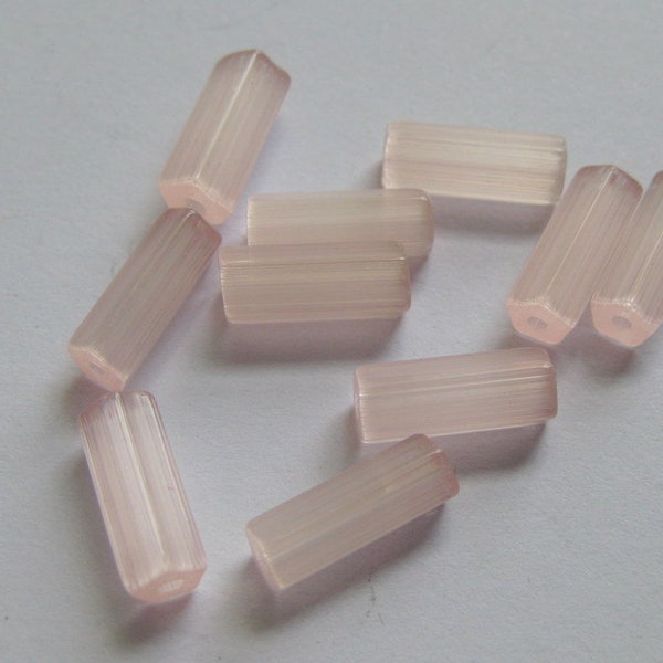 10 Vintage Pink Satin Atlas Glass 10 x 4 MM Beads