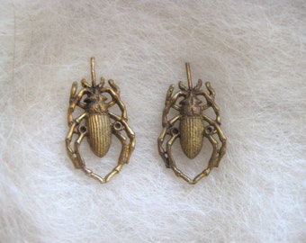 Pair Vintage Brass Spiders