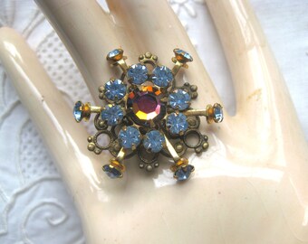 Vintage Swarovski  Crystal Flower Snowflake Filigree Pendant Piece