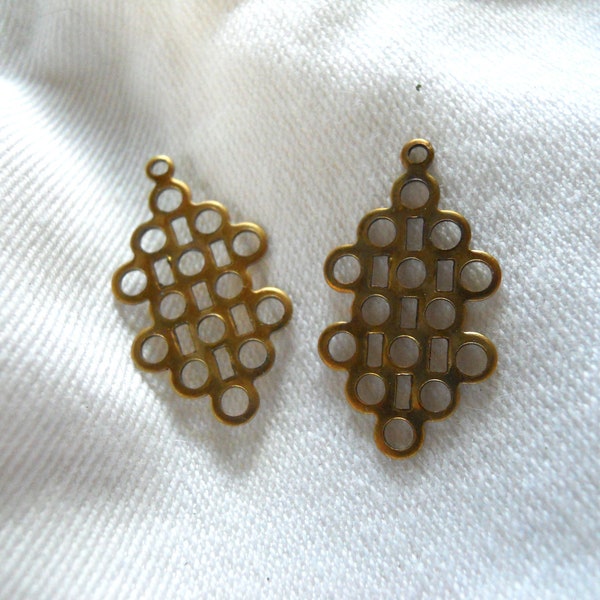 Pair Brass Industrial Perforated Findings