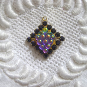 Vintage 14mm Square Swarovski Crystal Grape Charm Finding