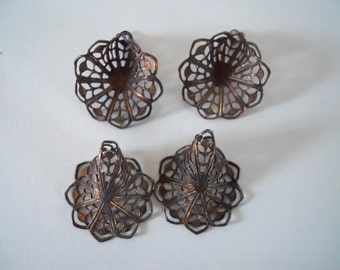 Vintage Filigree Cone Bead Caps Flower