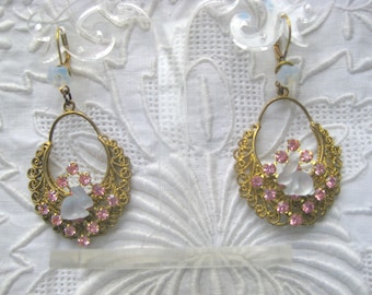 Pair Pink Filigree Bunny Earrings