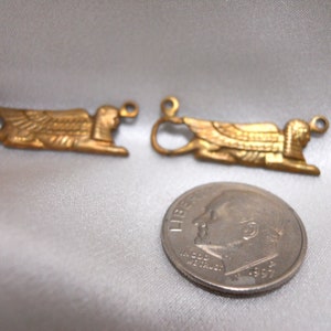 Pair Vintage Brass Sphinx Charms image 2