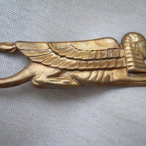 Vintage Oxidized Brass Egyptian Sphinx Stamping image 2