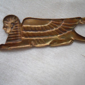 Vintage Oxidized Brass Egyptian Sphinx Stamping image 4