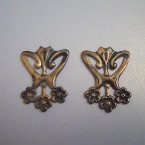 2 Vintage Brass Floral Stampings